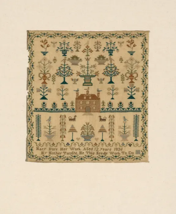Framed Print : Sampler, North Carolina, 1836. Creator: Mary S. Burr Framed Print : Sampler, North Carolina, 1836. Creator: Mary S. Burr