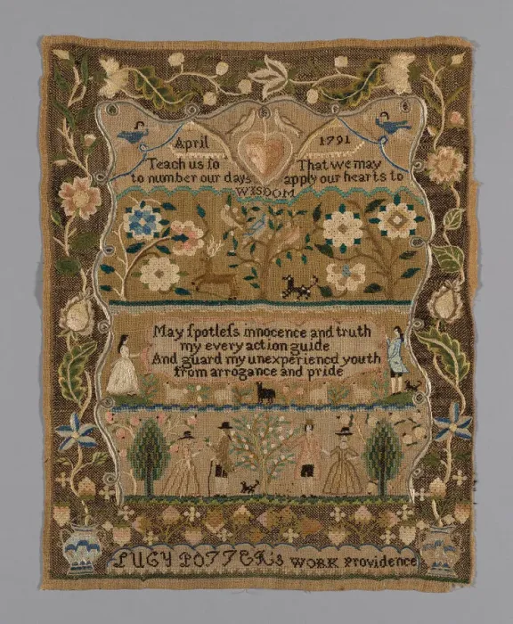 Framed Print : Sampler, Rhode Island, 1791. Creator: Lucy Potter Framed Print : Sampler, Rhode Island, 1791. Creator: Lucy Potter