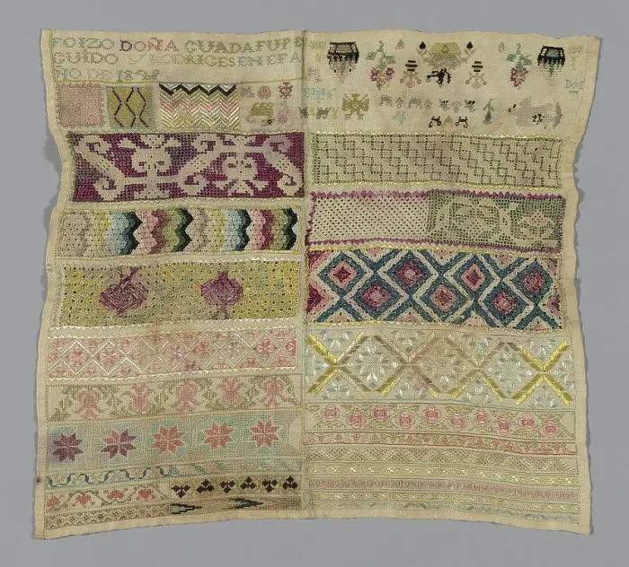 Framed Print : Sampler, Spain, 19th century. Creator: Unknown Framed Print : Sampler, Spain, 19th century. Creator: Unknown