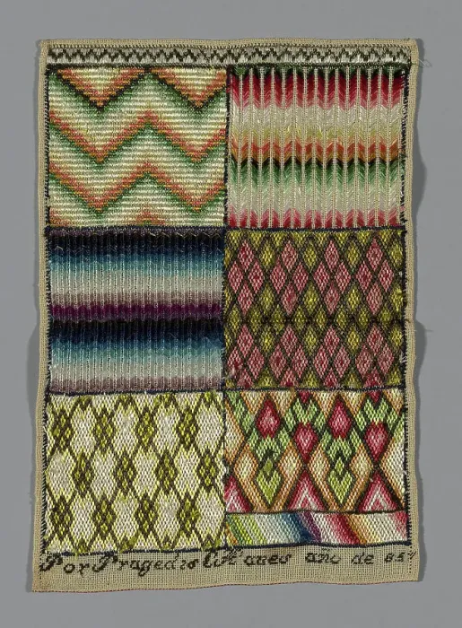 Framed Print : Sampler, Spain, 19th century. Creator: Unknown Framed Print : Sampler, Spain, 19th century. Creator: Unknown
