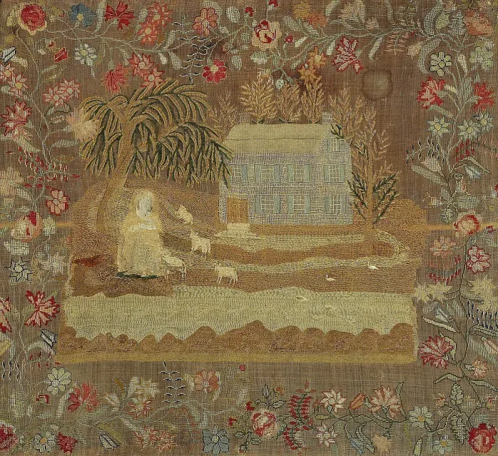 Framed Print : Sampler, United States, 1820s. Creator: Unknown Framed Print : Sampler, United States, 1820s. Creator: Unknown