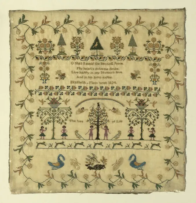 Framed Print : Sampler, United States, 1824. Creator: Elizabeth Moss Framed Print : Sampler, United States, 1824. Creator: Elizabeth Moss