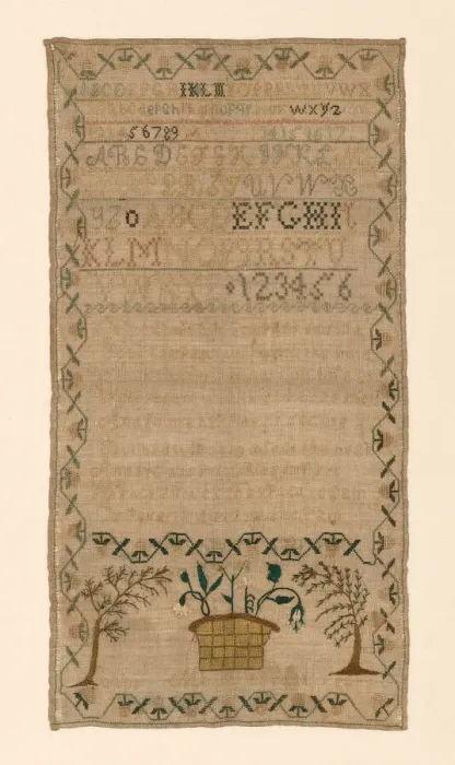 Framed Print : Sampler, United States, 19th century. Creator: Ann Morris Framed Print : Sampler, United States, 19th century. Creator: Ann Morris