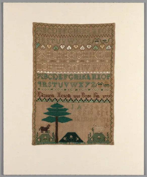 Framed Print : Sampler, United States, c. 1785. Creator: Elizabeth Nicholls Framed Print : Sampler, United States, c. 1785. Creator: Elizabeth Nicholls