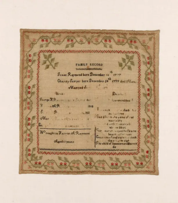 Framed Print : Sampler, United States, c. 1819. Creator: Harriot Augusta Raymond Framed Print : Sampler, United States, c. 1819. Creator: Harriot Augusta Raymond
