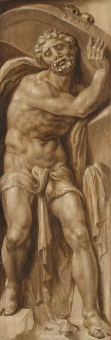 Framed Print : Samson Carrying the Gate of Gaza, c.1555. Creator: Maerten van Heemskerck Framed Print : Samson Carrying the Gate of Gaza, c.1555. Creator: Maerten van Heemskerck
