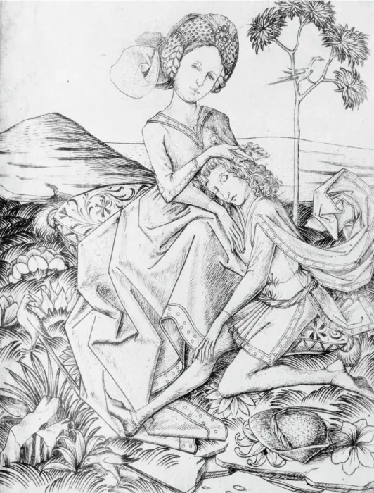 Framed Print : Samson and Delilah, 15th century. Creator: Master ES Framed Print : Samson and Delilah, 15th century. Creator: Master ES