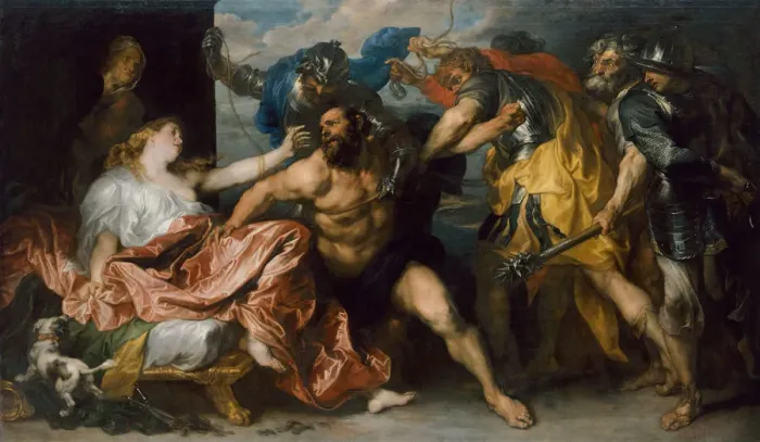 Framed Print : Samson and Delilah, 1628?1630. Artist: Dyck, Sir Anthonis, van (1599-1641) Framed Print : Samson and Delilah, 1628?1630. Artist: Dyck, Sir Anthonis, van (1599-1641)