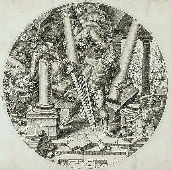 Samson Destroying the Temple, c1560. Creator: Philip Galle