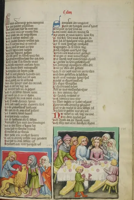 Framed Print : Samson Killing a Lion: Samson's Wedding; Weltchronik, about 1400-1410. Creator: Unknown Framed Print : Samson Killing a Lion: Samson's Wedding; Weltchronik, about 1400-1410. Creator: Unknown
