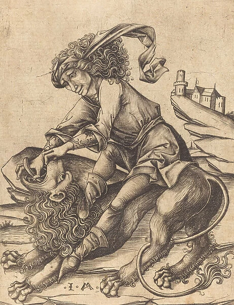 Samson and the Lion, c. 1475. Creator: Israhel van Meckenem