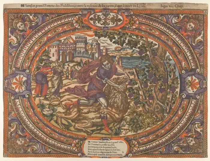 Framed Print : Samson and the Lion, from the Story of Samson, ca. 1560-80. ca. 1560-80. Creator: Anon Framed Print : Samson and the Lion, from the Story of Samson, ca. 1560-80. ca. 1560-80. Creator: Anon