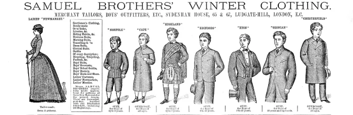 Framed Print : Samuel Brothers Winter Clothing, 1883. Creator: Unknown. Samuel Brothers Winter Clothing, 1883. Creator: Unknown Framed Print : Samuel Brothers Winter Clothing, 1883. Creator: Unknown. Samuel Brothers Winter Clothing, 1883. Creator: Unknown