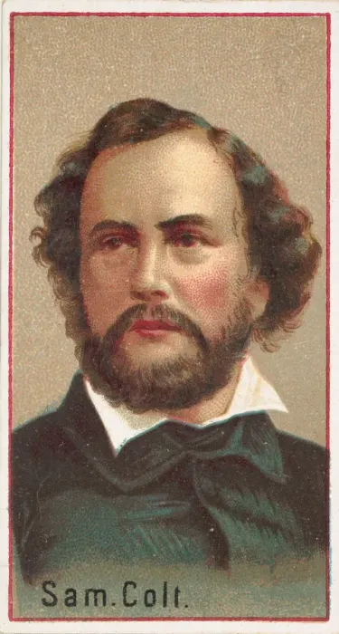 Framed Print : Samuel Colt, printers sample for the Worlds Inventors souvenir album (A25 Framed Print : Samuel Colt, printers sample for the Worlds Inventors souvenir album (A25