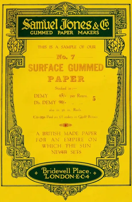 Framed Print : Samuel Jones & Company Gummed Paper Makers advert, 1919 Framed Print : Samuel Jones & Company Gummed Paper Makers advert, 1919