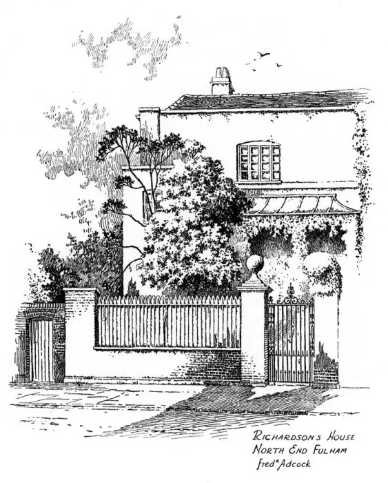 Framed Print : Samuel Richardsons house, North End, Fulham, London, 1912. Artist: Frederick Adcock Framed Print : Samuel Richardsons house, North End, Fulham, London, 1912. Artist: Frederick Adcock