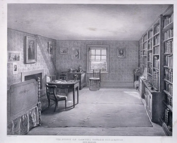 Framed Print : Samuel Taylor Coleridges study in Highgate, Haringey, London, c1835 Framed Print : Samuel Taylor Coleridges study in Highgate, Haringey, London, c1835