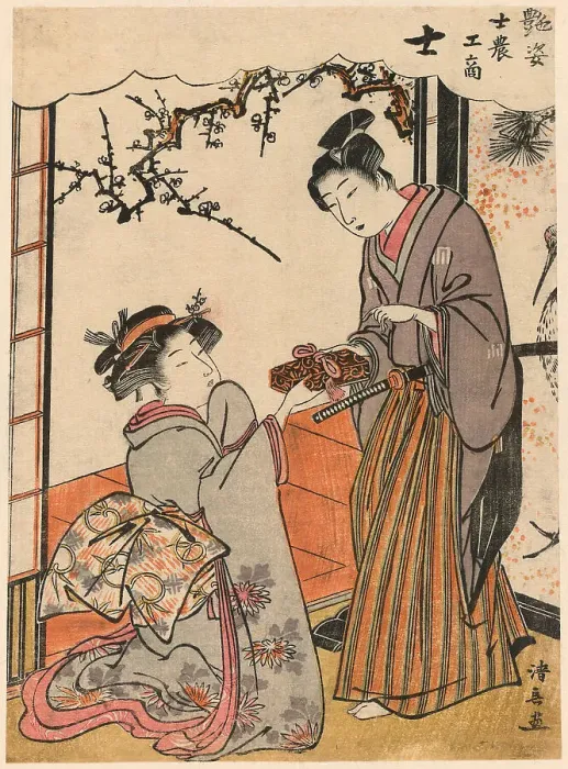 Framed Print : The Samurai (Shi) from the series Beauties Illustrating the Four Social Classes... c. 1779. Creator: Torii Kiyonaga Framed Print : The Samurai (Shi) from the series Beauties Illustrating the Four Social Classes... c. 1779. Creator: Torii Kiyonaga