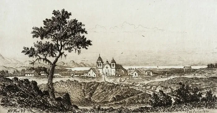 Framed Print : San Carlos de Monterey, published in 1883. Creator: Henry Chapman Ford Framed Print : San Carlos de Monterey, published in 1883. Creator: Henry Chapman Ford