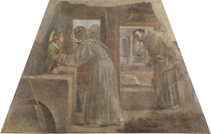 Framed Print : San Diego de Alcalá rescues the sleeping child, 1604-1605. Creator: Albani; Francesco (1578-1660) Framed Print : San Diego de Alcalá rescues the sleeping child, 1604-1605. Creator: Albani; Francesco (1578-1660)