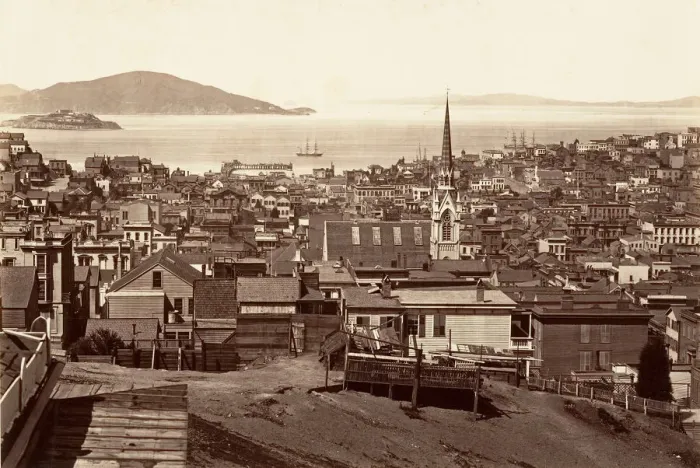 Framed Print : San Francisco, from California and Powell Street, 1864, printed ca. 1876 Framed Print : San Francisco, from California and Powell Street, 1864, printed ca. 1876