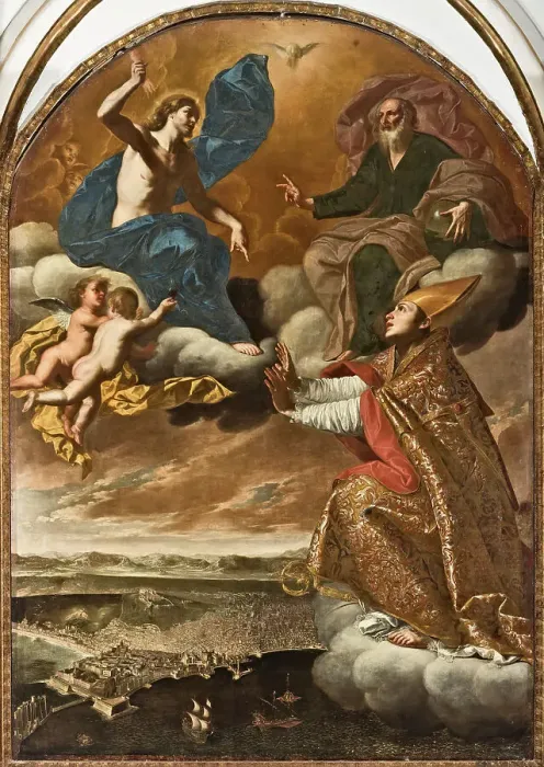 Framed Print : San Gennaro protects Naples, 1652. Creator: Palumbo, Onofrio (active ca 1650) Framed Print : San Gennaro protects Naples, 1652. Creator: Palumbo, Onofrio (active ca 1650)