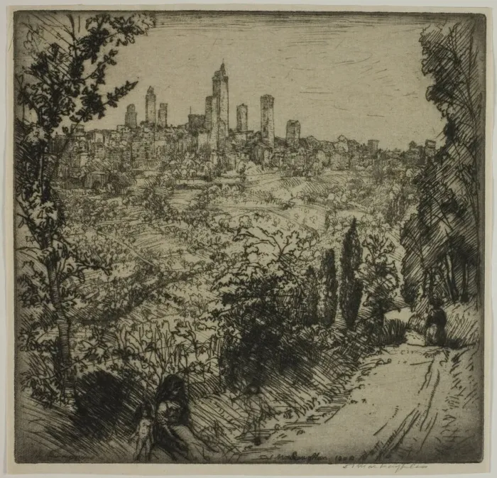 Framed Print : San Gimignano, 1909. Creator: Donald Shaw MacLaughlan Framed Print : San Gimignano, 1909. Creator: Donald Shaw MacLaughlan