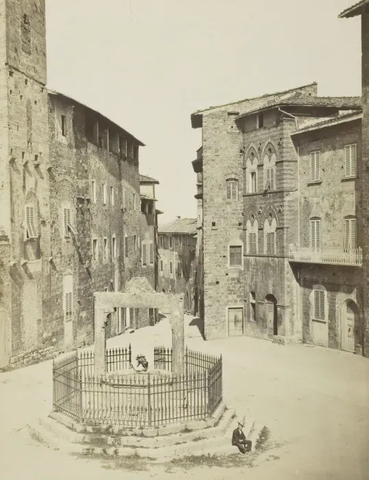 Framed Print : San Gimignano, Piazza Cavour, gia della cisterna, 1850-1900. Creator: Unknown Framed Print : San Gimignano, Piazza Cavour, gia della cisterna, 1850-1900. Creator: Unknown