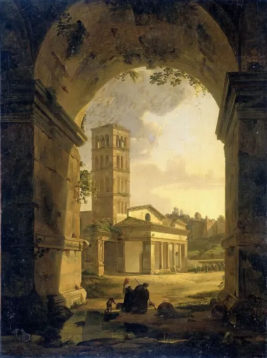 Framed Print : San Giorgio in Velabro in Rome, 1820. Creator: Antonie Sminck Pitloo Framed Print : San Giorgio in Velabro in Rome, 1820. Creator: Antonie Sminck Pitloo