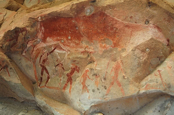 San rock painting in the Drakensberg Mountains in South Africa