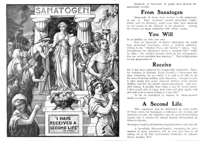 Framed Print : Sanatogen: I have received a second life, 1909. Creator: Edward Frederick Skinner Framed Print : Sanatogen: I have received a second life, 1909. Creator: Edward Frederick Skinner