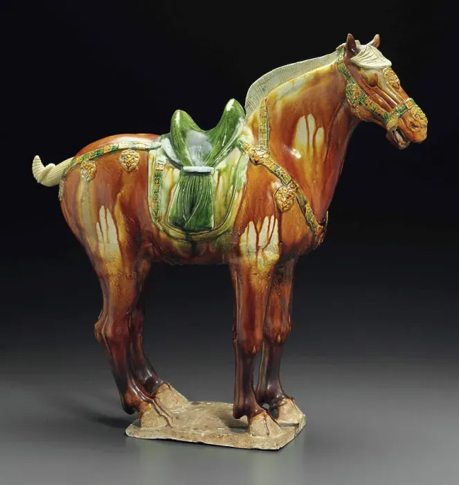 Framed Print : Sancai (three-color glazed) figure of a horse. Creator: The Oriental Applied Arts Framed Print : Sancai (three-color glazed) figure of a horse. Creator: The Oriental Applied Arts
