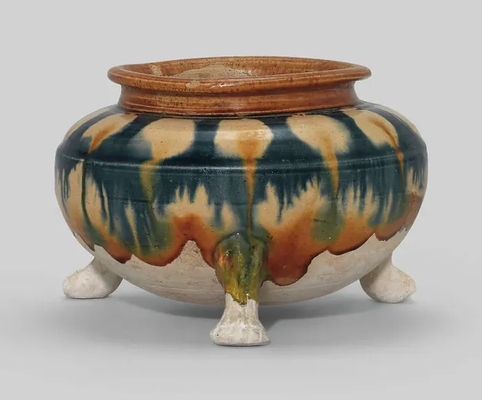 Framed Print : Sancai (three-color glazed) tripod censer. Creator: The Oriental Applied Arts Framed Print : Sancai (three-color glazed) tripod censer. Creator: The Oriental Applied Arts