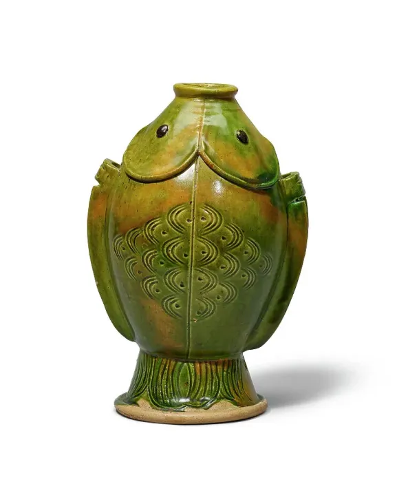Framed Print : Sancai (three-color glazed) Twin Fish Form Vase, Between 960 and 1127. Creator: The Oriental Applied Arts Framed Print : Sancai (three-color glazed) Twin Fish Form Vase, Between 960 and 1127. Creator: The Oriental Applied Arts