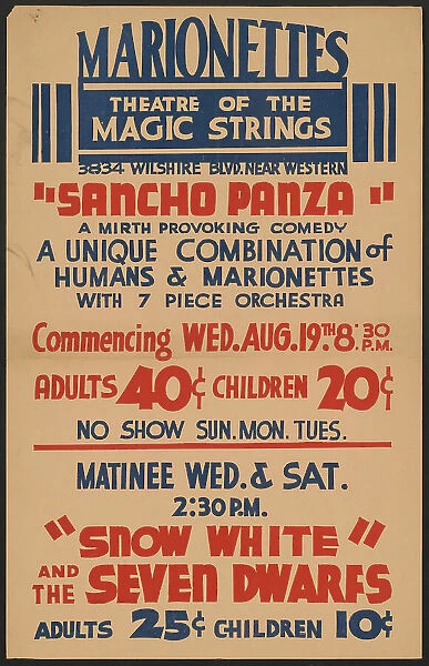 Sancho Panza, Los Angeles, 1936. Creator: Unknown