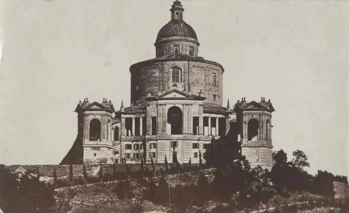 Framed Print : Sanctuary of Madonna di San Luca from the west, Bologna, between 1880-1886. Creator: Giorgio Sommer Framed Print : Sanctuary of Madonna di San Luca from the west, Bologna, between 1880-1886. Creator: Giorgio Sommer