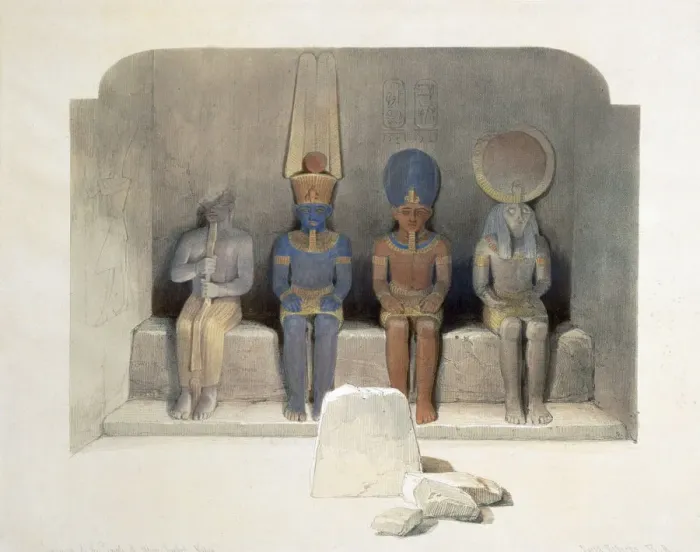 Framed Print : Sanctury of the Temple of Abu Simbel, Egypt, 19th century. Artist: David Roberts Framed Print : Sanctury of the Temple of Abu Simbel, Egypt, 19th century. Artist: David Roberts