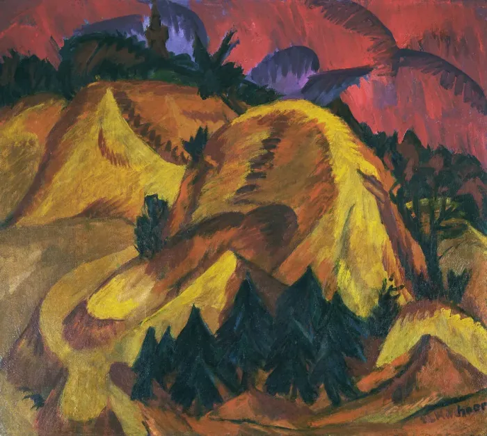 Framed Print : Sand Hills of the Engadin. Artist: Kirchner, Ernst Ludwig (1880-1938) Framed Print : Sand Hills of the Engadin. Artist: Kirchner, Ernst Ludwig (1880-1938)