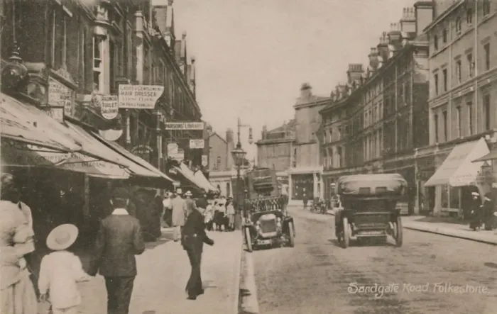 Framed Print : Sandgate Road, Folkestone, late 19th-early 20th century Framed Print : Sandgate Road, Folkestone, late 19th-early 20th century