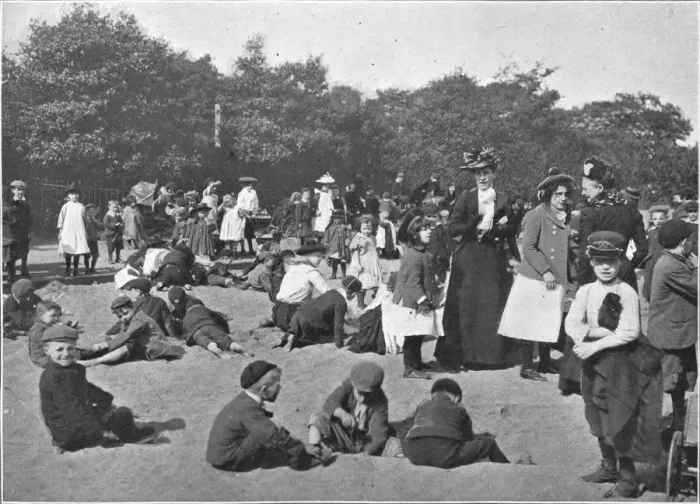 Framed Print : The sandpit, Victoria Park, London, c1900 (1901) Framed Print : The sandpit, Victoria Park, London, c1900 (1901)
