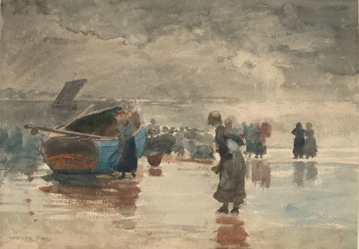 Framed Print : On the Sands, 1881. Creator: Winslow Homer