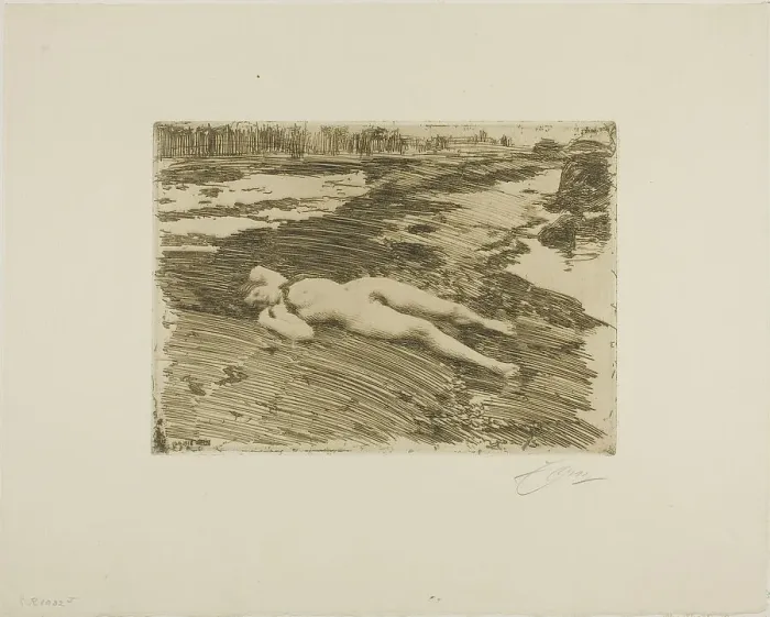 Framed Print : On the Sands, 1916. Creator: Anders Leonard Zorn Framed Print : On the Sands, 1916. Creator: Anders Leonard Zorn