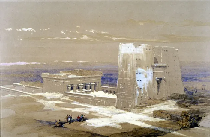Framed Print : Sandstone Temple of Edfu, dedicated to the falcon-headed god Horus, Egypt, 1838. Artist: Louis Haghe Framed Print : Sandstone Temple of Edfu, dedicated to the falcon-headed god Horus, Egypt, 1838. Artist: Louis Haghe
