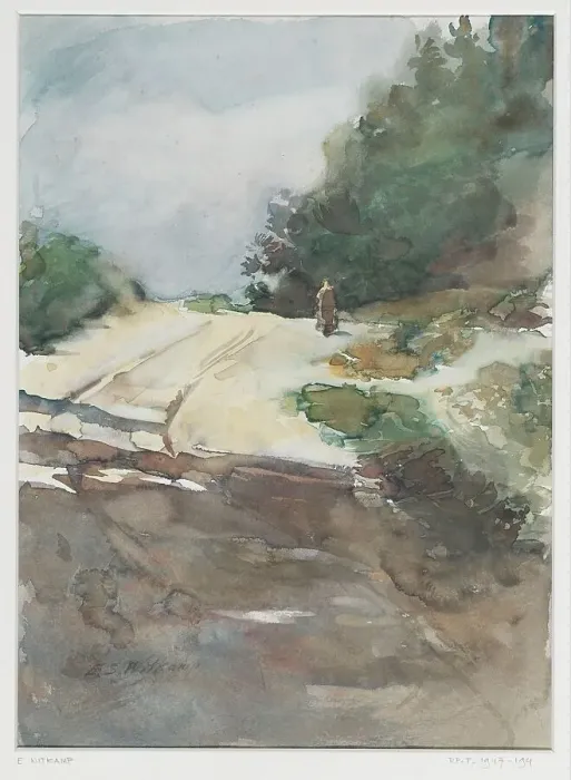 Framed Print : Sandy road through wooded landscape, 1864-1897. Creator: Ernst Witkamp Framed Print : Sandy road through wooded landscape, 1864-1897. Creator: Ernst Witkamp