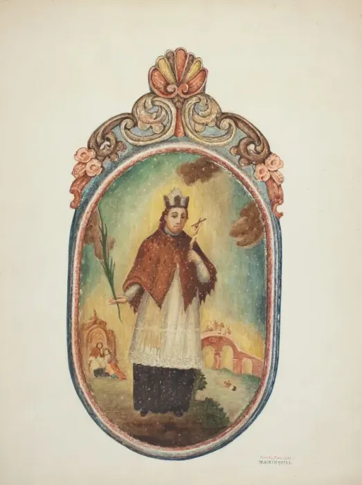 Framed Print : Sant de Retablo, 1939 / 1940. Creators: Robert W. R. Taylor, William Kieckhofel Framed Print : Sant de Retablo, 1939 / 1940. Creators: Robert W. R. Taylor, William Kieckhofel