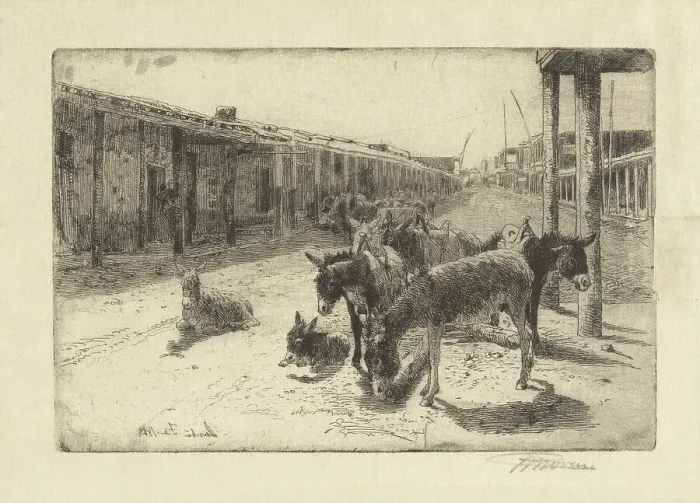 Framed Print : Santa Fe, 1883. Creator: Peter Moran Framed Print : Santa Fe, 1883. Creator: Peter Moran