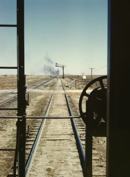Framed Print : Santa Fe R. R. train, Melrose, New Mexico, 1943. Creator: Jack Delano Framed Print : Santa Fe R. R. train, Melrose, New Mexico, 1943. Creator: Jack Delano