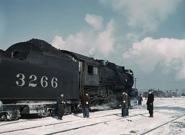 Santa Fe RR freight train about to leave for the West Coast from Corwith yard, Chicago, Ill. 1943. Creator: Jack Delano