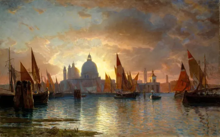 Framed Print : Santa Maria della Salute, Sunset, 1870-85. Creator: William Stanley Haseltine Framed Print : Santa Maria della Salute, Sunset, 1870-85. Creator: William Stanley Haseltine