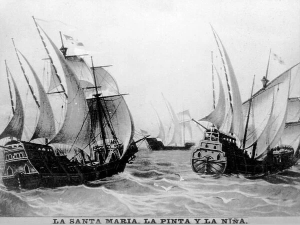 The Santa Maria, the pinta and the Nina, (15th century), 1920s